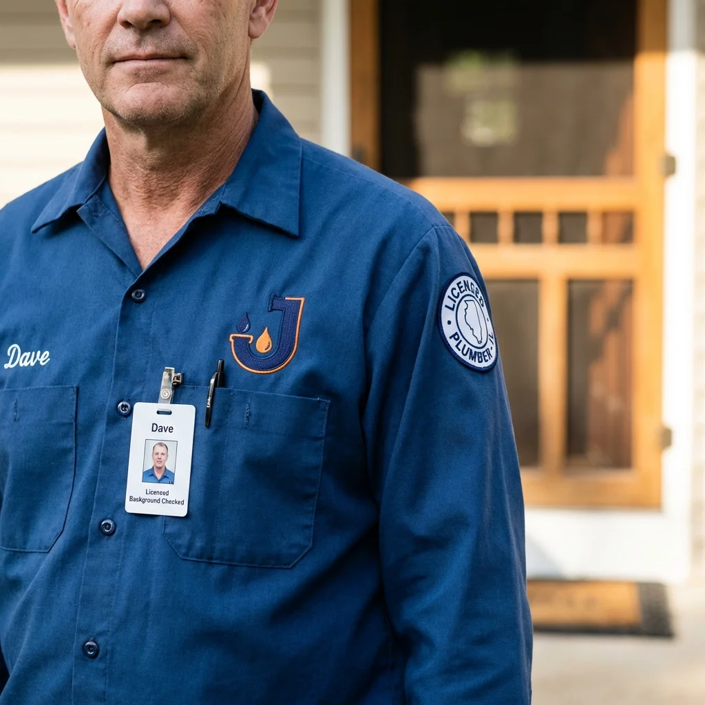 Licensed plumber showing ID badge in Carnation, WA