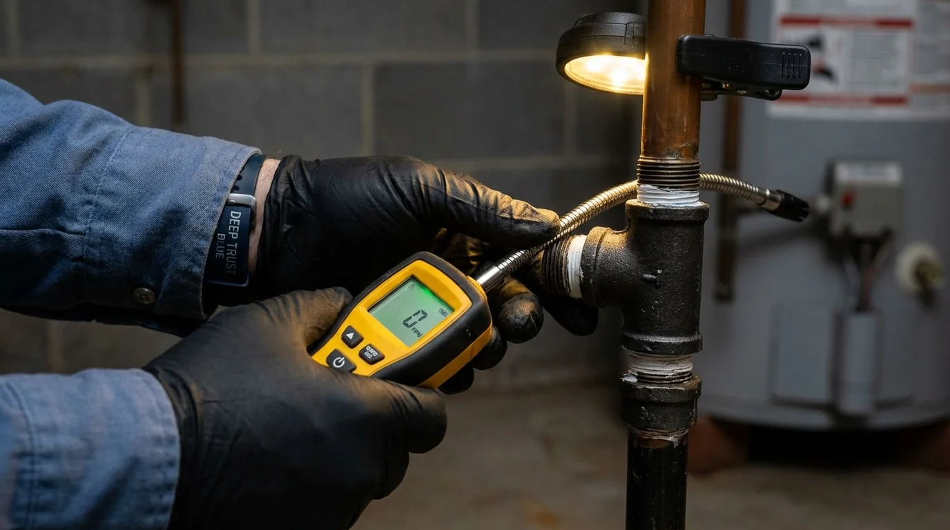 Gas leak detection with electronic sniffer by Johns Plumbing LLC in Carnation