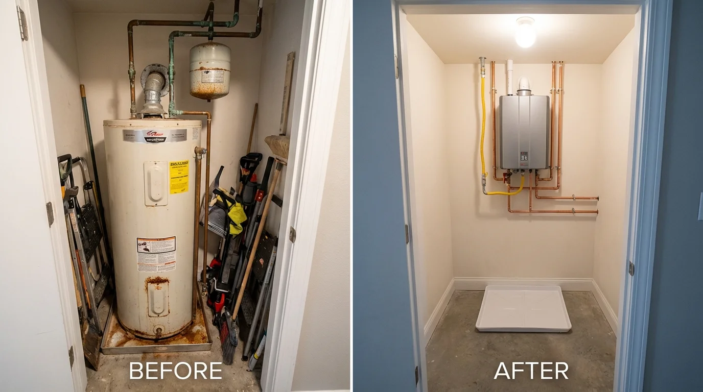 Tank water heater versus wall-mounted tankless unit comparison for Carnation, WA homeowners