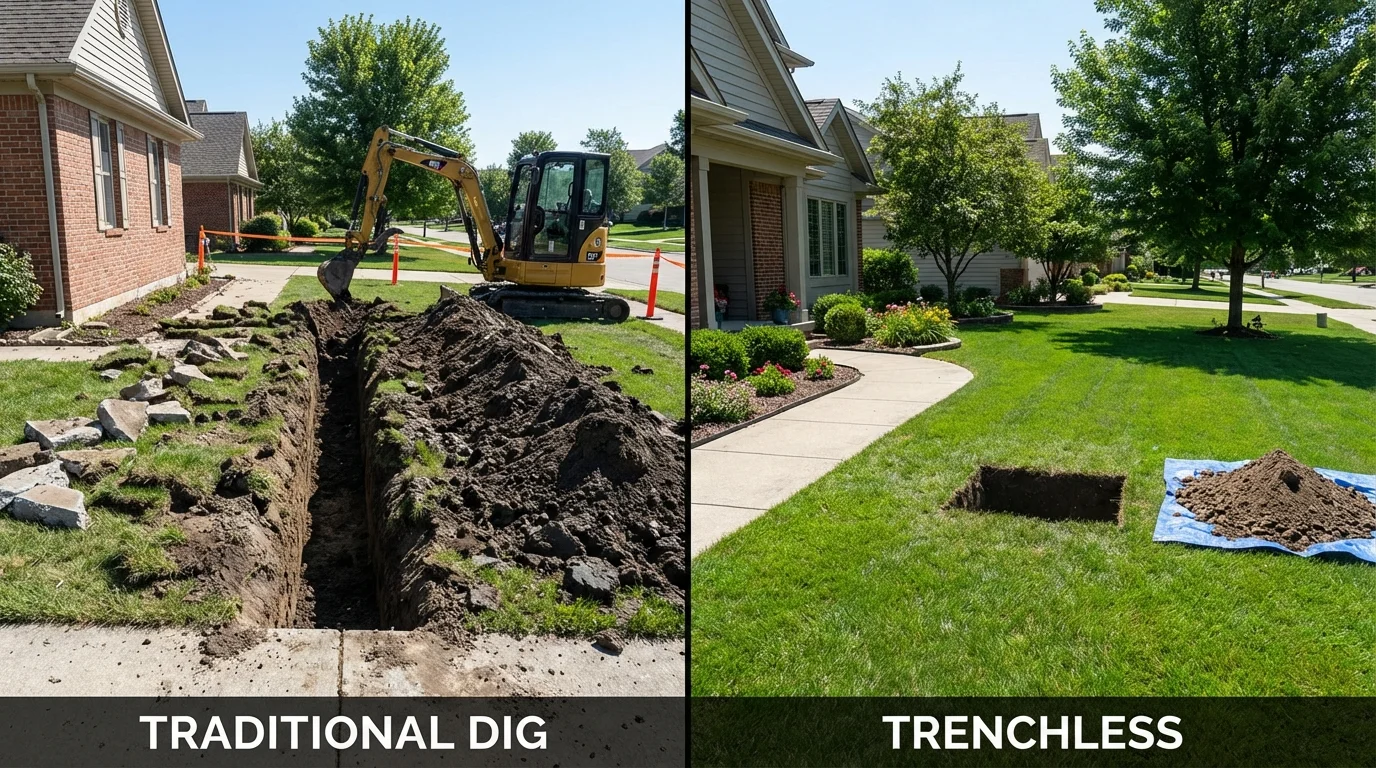 Trenchless sewer repair with minimal yard damage versus traditional excavation in Carnation, WA
